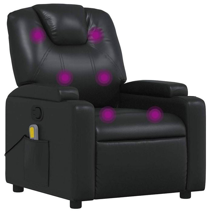 vidaXL Massage Recliner Chair Reclining Armchair Single Sofa Black Faux Leather