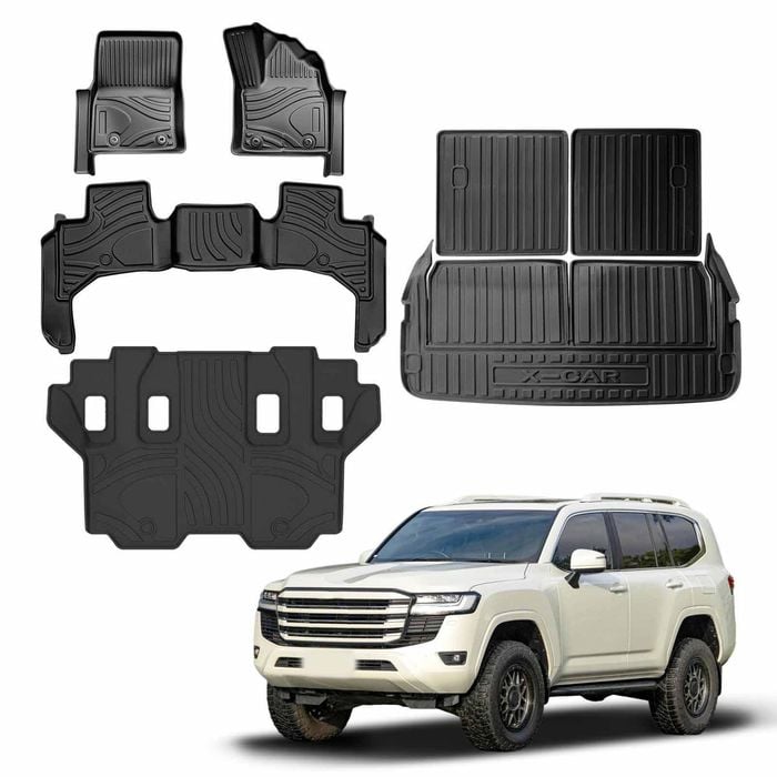 3-Pcs Boot Liner & Floor Mats for Toyota Landcruiser 300 LC300 2021-Onwards Cargo Trunk Mat Luggage