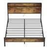 Ufurniture Double Bed Frame Metal Storage Headboard Shelf with Charging Station and USB Ports