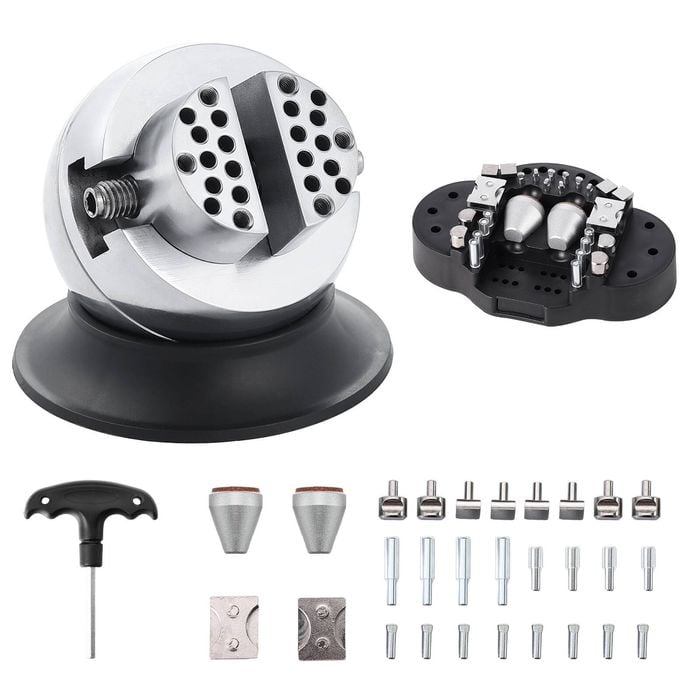 Vevor Ball Vise Silver Black 7.62 Cm Engraving Setting Tool 360°rotation 30 Pcs Attachment