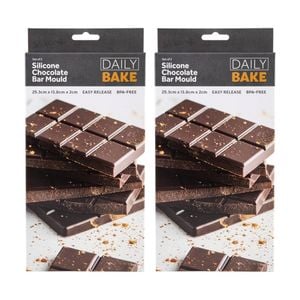 2x 2pc Daily Bake Easy Release Silicone Chocolate Bar Mould Set 25.3x13.8cm