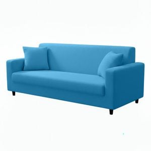 Anyseat 3 Seater Sofa Cover Plain Blue Style And Protection For Living Room Sofa Chair Elastic Stretchable Slipcover