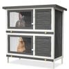 Advwin Large Rabbit Hutch Chicken Coop 2 Story Grey