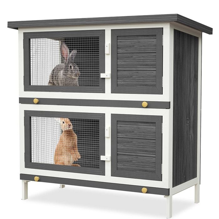 Advwin Large Rabbit Hutch Chicken Coop 2 Story Grey