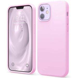 Silicone Phone Case For iPhone 12 Shockproof Microfiber Lining - Pink