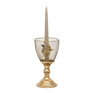 Willow & Silk Golden Leaf Lustre 'goblet' Candleholder