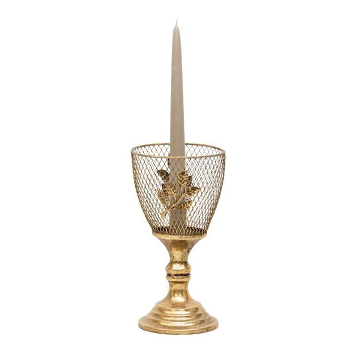 Willow & Silk Golden Leaf Lustre 'goblet' Candleholder