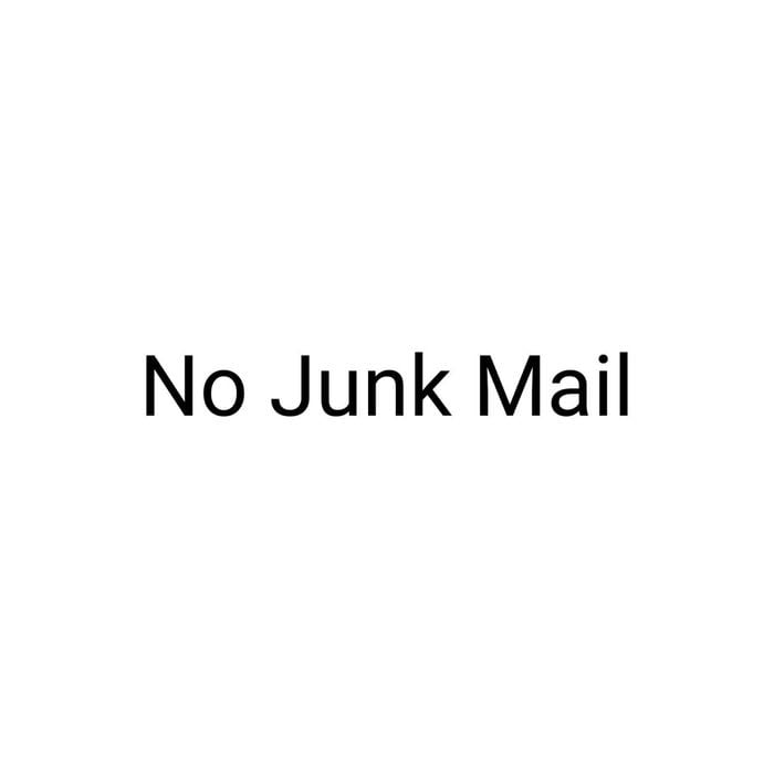 Numero Black Small No Junk Mail Vinyl Transfer
