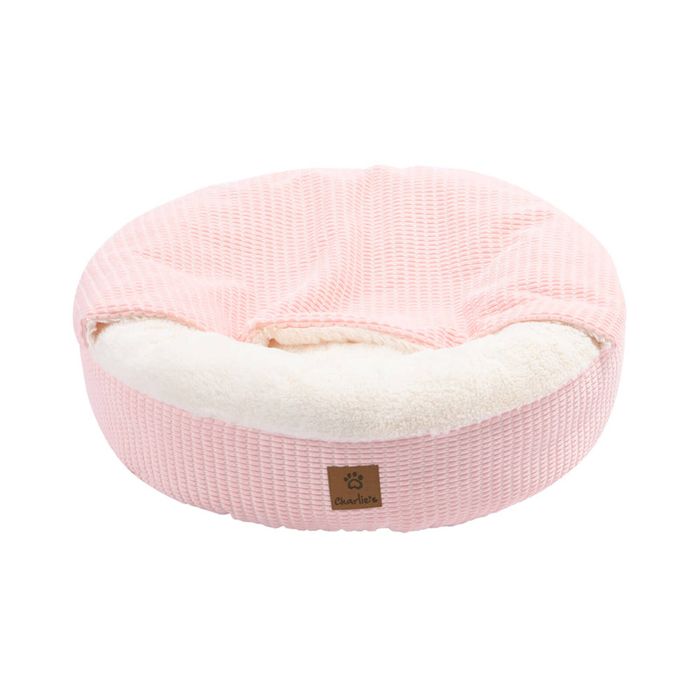 Charlie's Snookie Hooded Calming Dog Bed Pink - Large