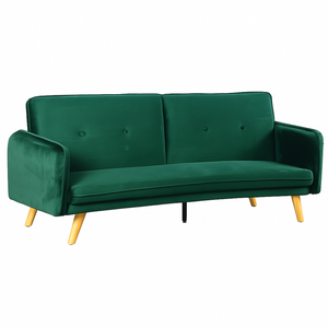 Foret Velvet 3 Seater Sofa Bed Click Clack Lounge Couch Convertible Futon Green