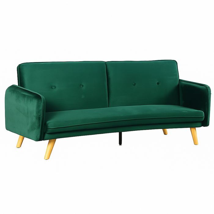 Foret Velvet 3 Seater Sofa Bed Click Clack Lounge Couch Convertible Futon Green