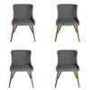 SK Designer Living | Pack of 4 | Osaka Upholstered Dining Chair | Walnut Wood Legs - Grey Fabric