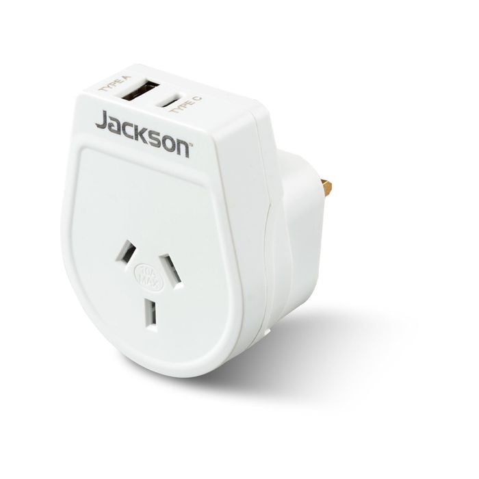 Jackson Europe, Bali & More Fast Charge USB-C Outbound Travel Adaptor