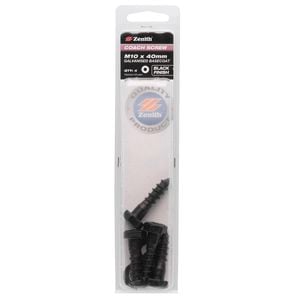 Zenith M10 x 40mm Black Coach Screw - 4 Pack