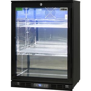 Rhino Black Glass Door Bar Fridge (Left Hinged) - SG1L-B