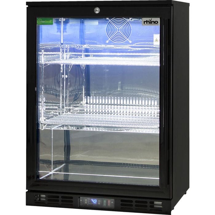 Rhino Black Glass Door Bar Fridge (Left Hinged) - SG1L-B