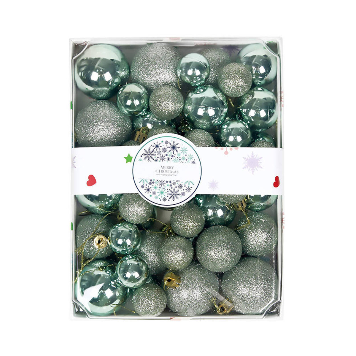 Catzon 42 Pcs Plastic Christmas Balls Sequins and Matte for Holiday ...