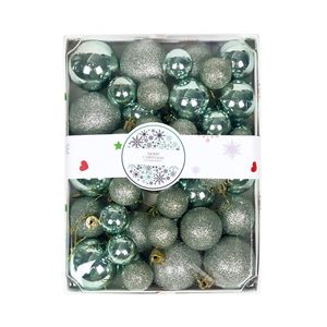 Catzon 42 Pcs Plastic Christmas Balls Sequins and Matte for Holiday Party Wedding-Green