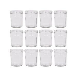 Argon Tableware 250ml Glass Jam Jars With No Lids - Set Of 12 Empty Screw Top Kitchen Storage Preserving Jar