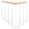 Argon Tableware Glass Storage Jar - Wood Lid - 2 Litre - 6x Modern Round Scandi Organisation Container Glass Jar