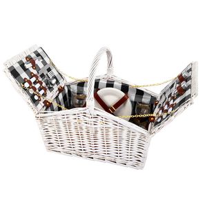 Alfresco 2 Person Picnic Basket Set Willow Vintage Baskets Insulated Blanket Bag