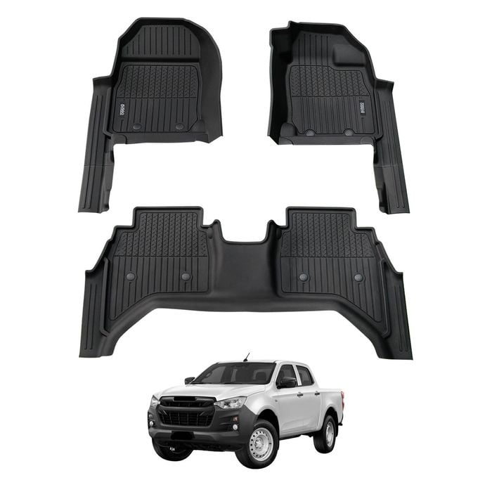 AUSGO 7D Injection Car Floor Mats for ISUZU D-MAX DMAX Dual Cab 2020-Onwards All-Weather Floor Liners