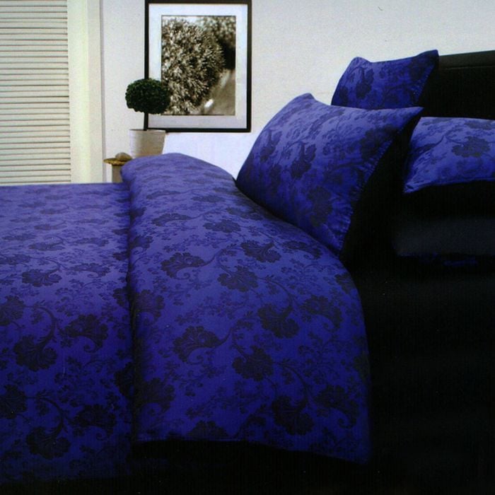 Accessorize Annabella Reversible Quilt Cover Set Black Blue Queen