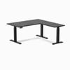 Desky L-shape Sit To Stand Black Ash Hardwood Desk 1500x1550mm Matte Black Height Adjustable Leg