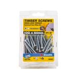 Zenith 10g x 60mm Zinc Plated Hinge-Long Thread Timber Screw - 50 Pack