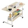 Catzon Mobile Laptop Desk with Storage Shelves Height Adjustable Rolling Table