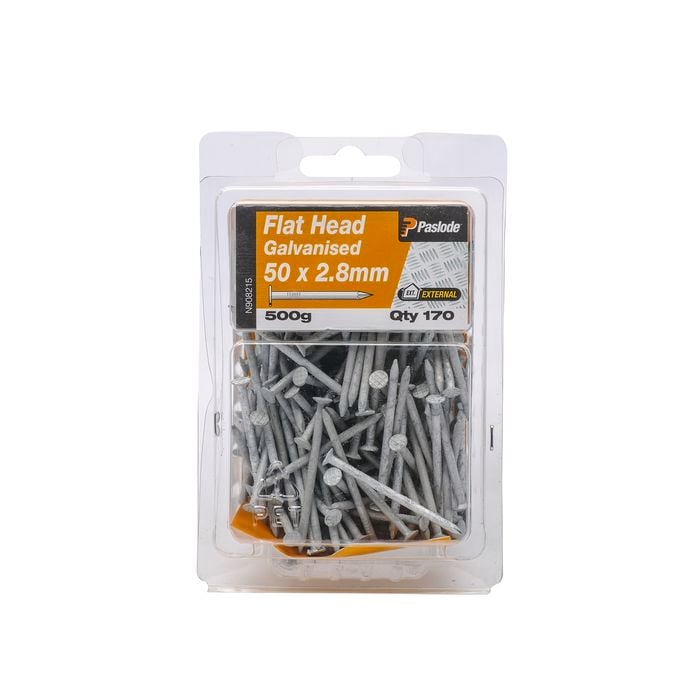 Paslode 50 x 2.8mm 500g Flat Head Galvanised Nails - 170 Pack
