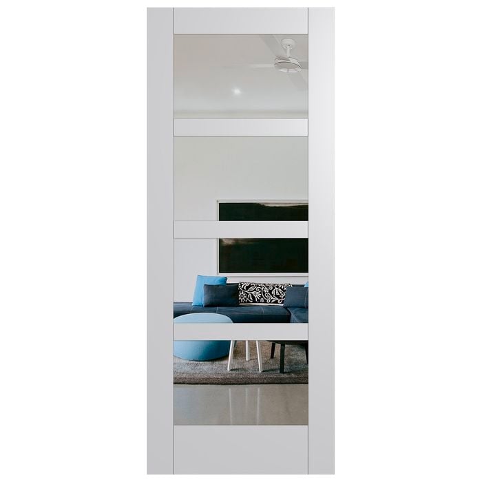 Hume Doors & Timber 720 x 2340 x 35mm Internal Door Primed MDF Hampton Clear Glass HAM4