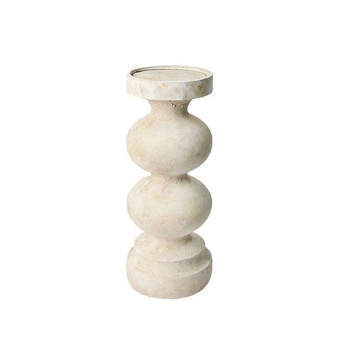 Amalfi Bordon Candleholder Beige 11.5x11.5x28.5cm