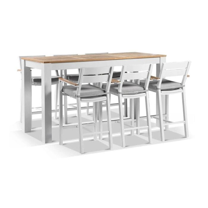 Balmoral 2M Aluminium Bar Table With 6 Capri Bar Stools