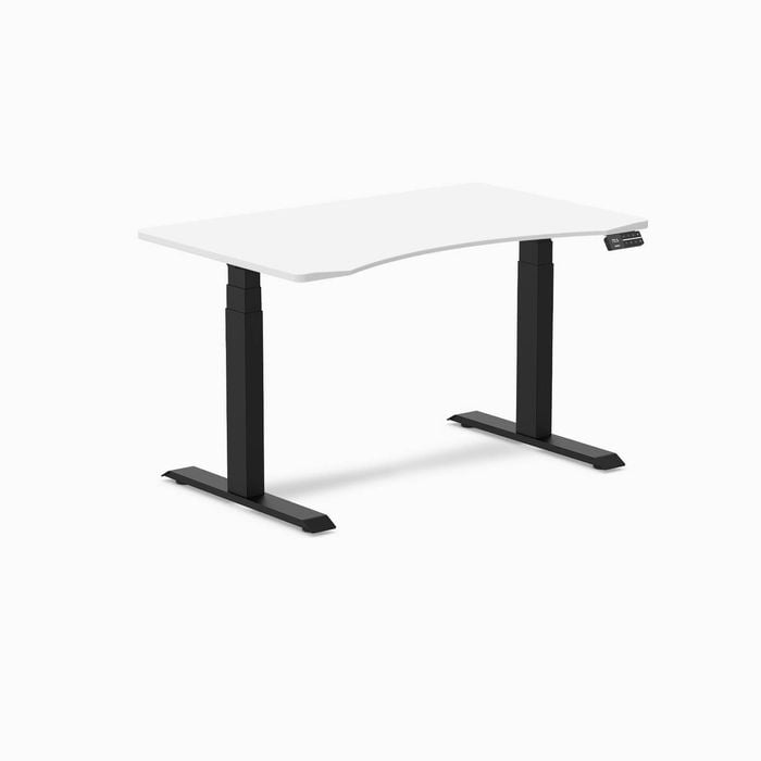 Desky Dual Sit to Stand White Ergo Edge Desk 1200x750mm Matte Black Frame