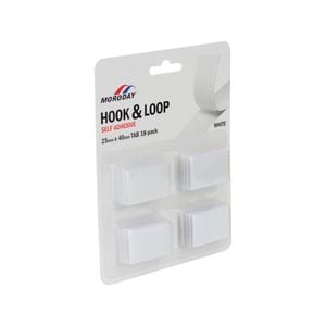 Moroday 25 x 40mm White Hook And Loop Self Adhesive Tab - 18 Pack