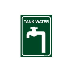 Rain Harvesting 100 x 75mm Green/White Metal Tank Rainwater Sign