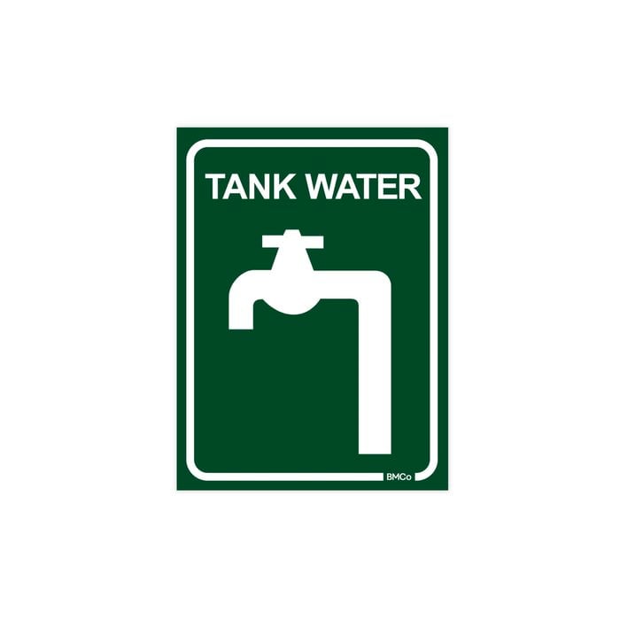 Rain Harvesting 100 x 75mm Green/White Metal Tank Rainwater Sign