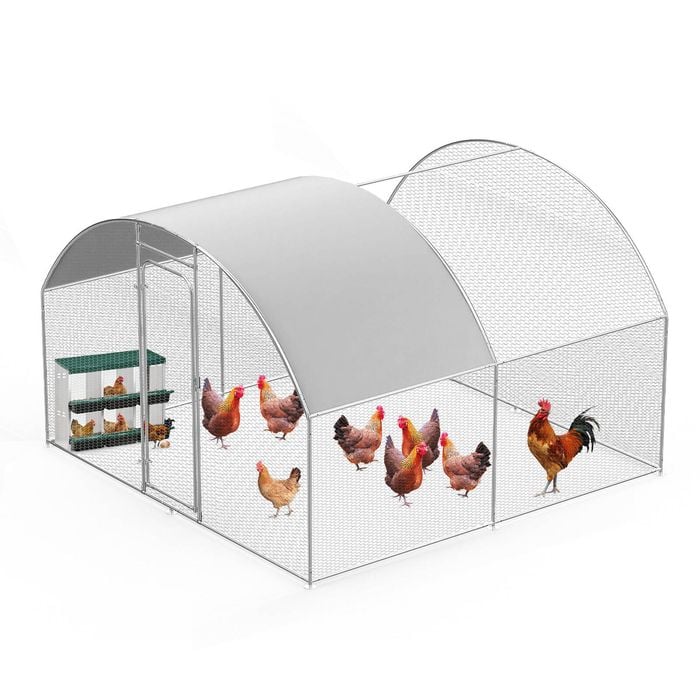 Advwin Large Dome Walk-in Chicken Coop with 6-Hole Nesting Box for Backyard Poultry