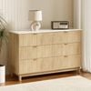 Homfurn 120cm 6-drawer Chest – Fluted Wave Drawer Fronts, Minimalist Design, Pine Finish