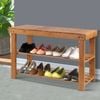 Homfurn Bamboo Shoe Rack Bench, Storage Stool With Cushion, Natural Wood Color, Durable, For Bedroom Bathroom Hallway