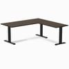 Desky Fixed Height Dark Bamboo L-shape Office Desk 1800x1750mm Matte Black Frame