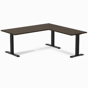 Desky Fixed Height Dark Bamboo L-shape Office Desk 1800x1750mm Matte Black Frame