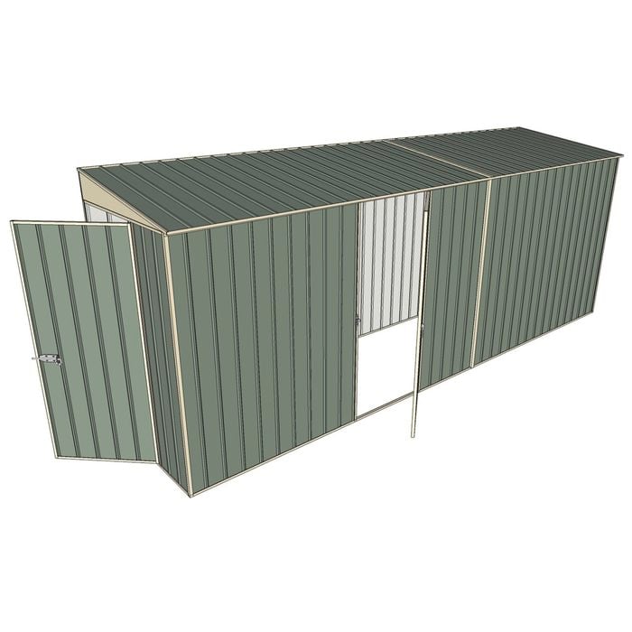 Build-A-Shed 1.2 x 5.2 x 2.0m Tunnel Shed Tunnel Hinged Door with 1 Hinged Side Door - Green