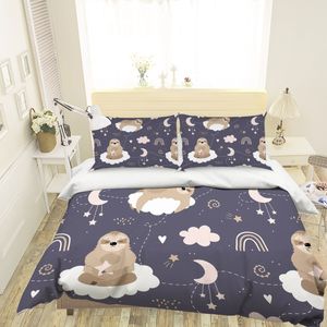 3D Cartoon Space Sloth Quilt Cover Set Bedding Set Pillowcases 100