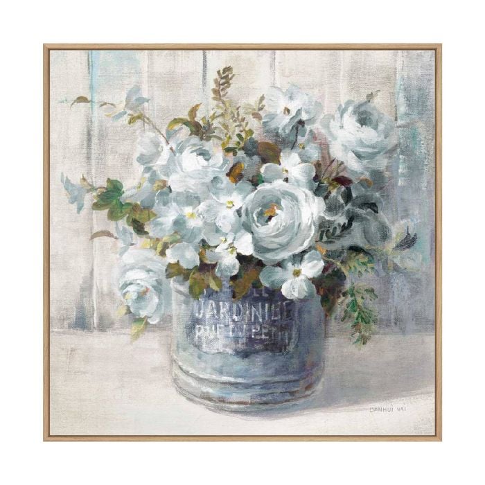 Artey | Garden Blooms I Blue - Framed Canvas - Natural Frame - 120 x 120cm