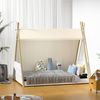 Oikiture Single House Bed Frame with Mattress Teepee Timber