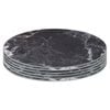 6x Round Glass Placemats - 30cm - Black Marble Effect Dining Table Place Mats Tabletop Protector for Kitchen Worktops