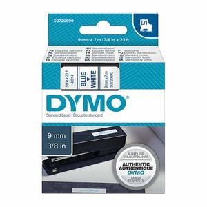 Dymo D1 Label Cassette 9mm X 7m - Blue On White