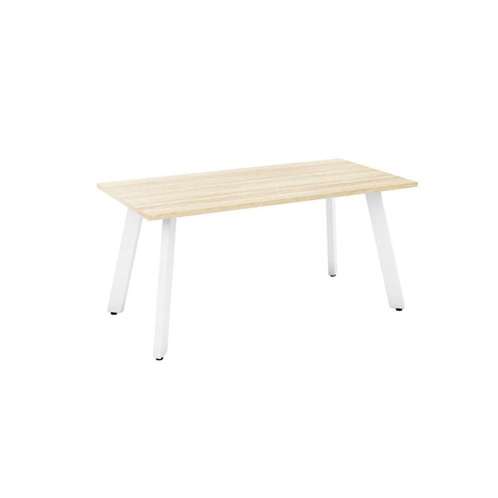 Olg Flare Table 4 Leg White Frame New Oak Smooth Top L1500mm X W750mm